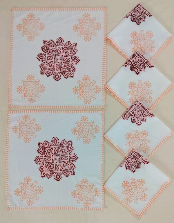 Traditional Hand Block Printed Pure Cotton Napkins (Set of 6)