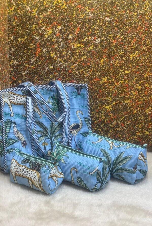 Quilted Cotton Tote Bag Combo with Utility Pouches – Lightweight, Washable & Eco-Friendly
