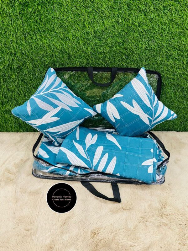 ✨ MAVI 5PCS Premium Bedding Set – Glace Cotton with Quilted Cushions & Pillow Covers