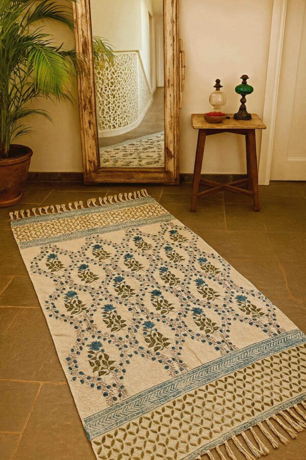🌼 Handmade Hand Block Printed Rugs 🌼