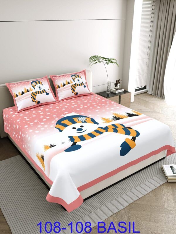 BASIL 100% Cotton Autoloom Jumbo Bedsheet with 2 Pillow Covers – 108×108 inches, Premium Quality