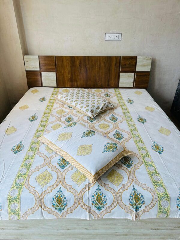 Wooden Hand block Collection – Premium King Size Bedsheet Set (3 PCS, 100×108 Inches)