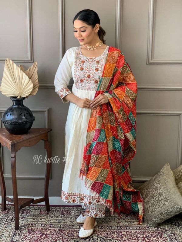 🌸 Pastel Cotton Suit Set with Chiffon Crush Dupatta 🌸