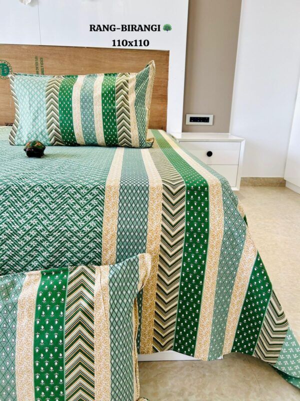 Rang-Birangi Ultra Premium Jumbo King Size Cotton Bedsheet – 110x110 Inches with 2 Pillow Covers