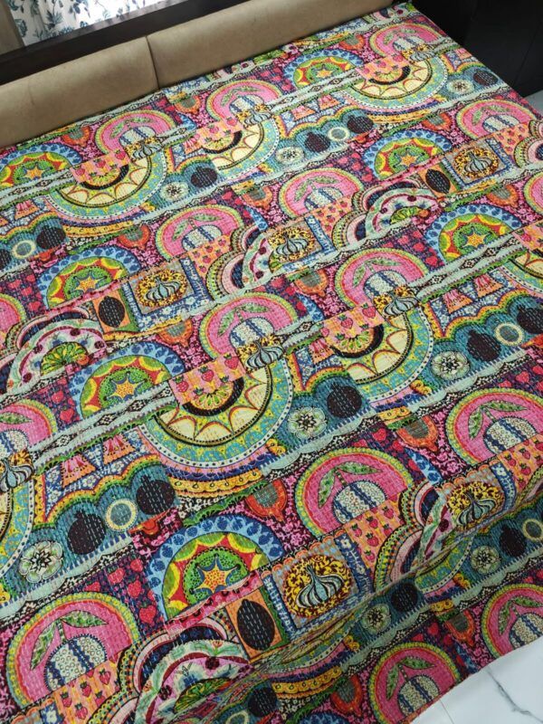 Kathawork Double Bedcover Gudri (2 Layers)
