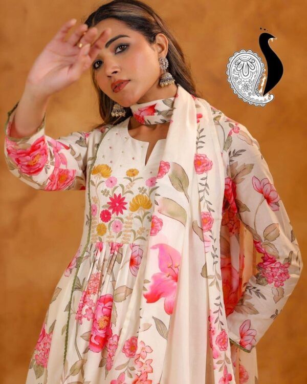 Embroidered Anarkali Kurta Pant Dupatta Set ❣️