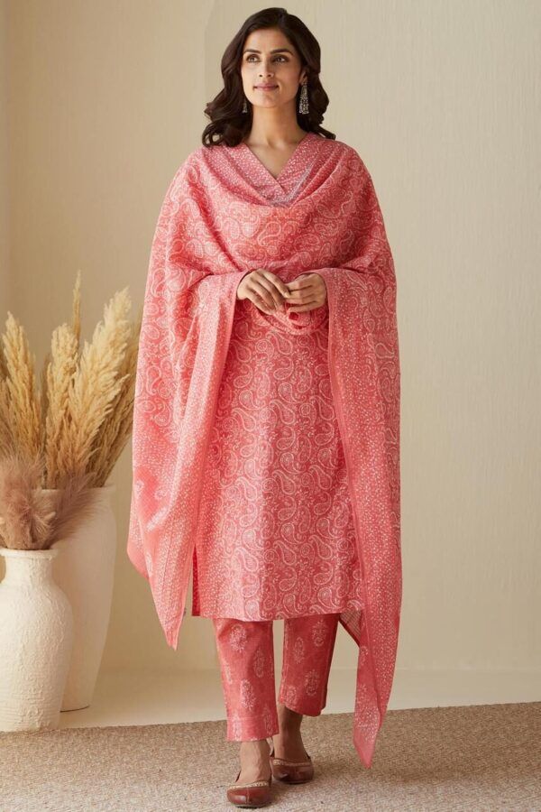 Elegant Heavy Cotton Kurti Set with Dupatta