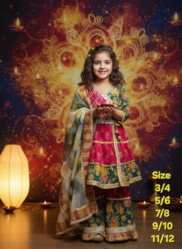 ✨ Girls Kurti Sharara Set with Dupatta – Festive Ethnic Wear ✨