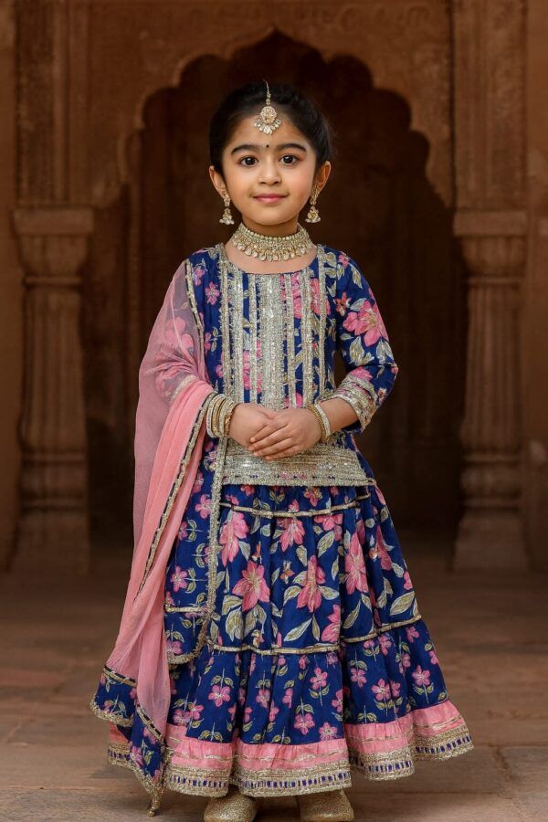 ✨ Ethnic Kurti Skirt Set with Dupatta – Festive Wear for Girls ✨