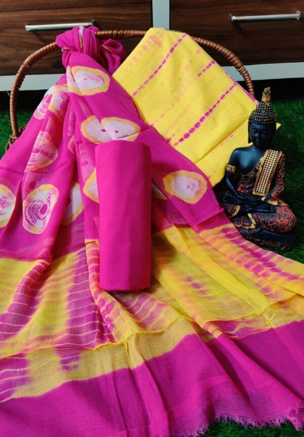 Jaipuri Hand Block Printed Cotton Suit Set with Pure Chiffon Dupatta – 100% Cotton Ethnic Wear for Women