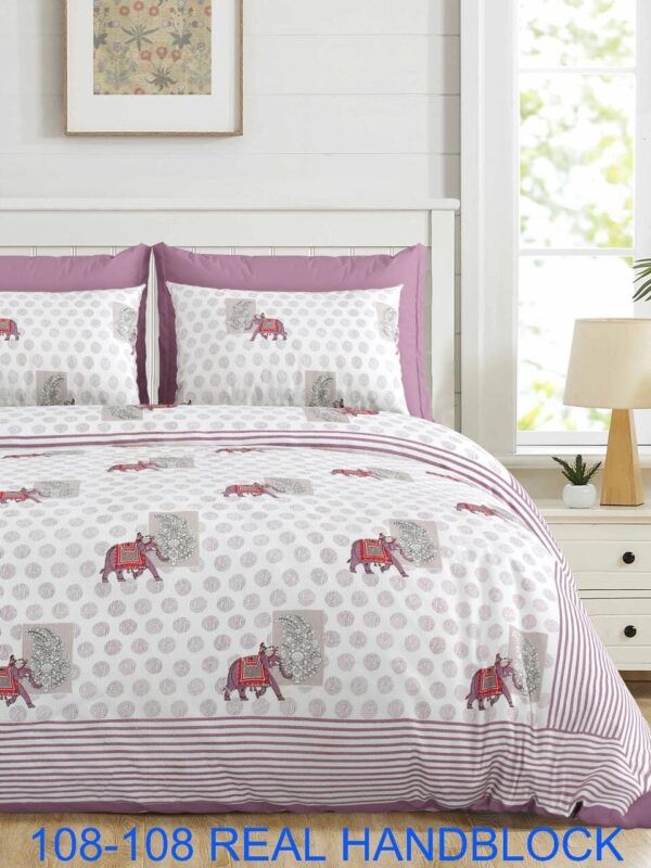 Real Handblock Cotton Bedsheet Set – Jumbo Size 108×108 inches