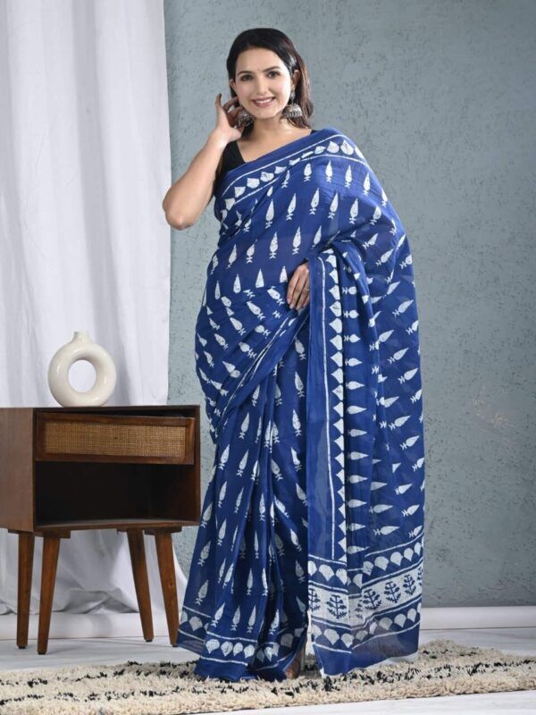Pure Cotton Mulmul Saree with Blouse Piece