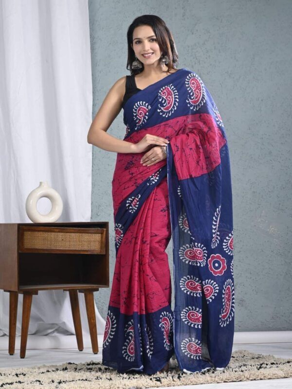 Pure Cotton Mulmul Saree with Blouse Piece