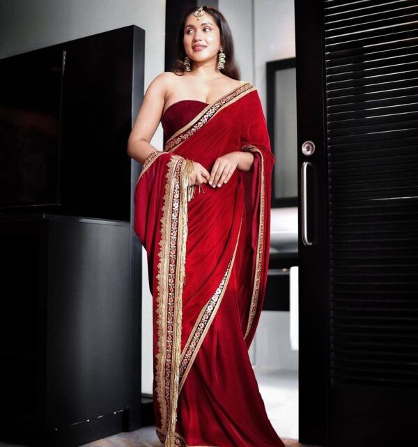 Shyam Creation No. 1293 – Velvet Embroidered Saree