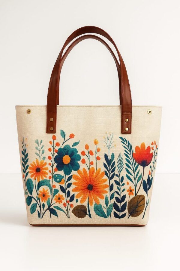 The Peacock Tote – Heavy Quality Jute Bag | Convertible Travel & Office Tote | 17×12 Inch with Back Zip
