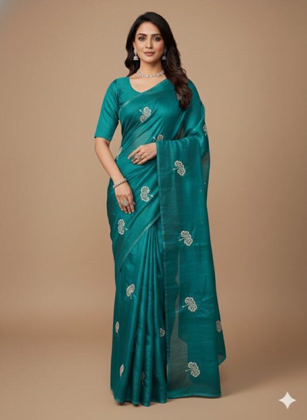 Apex Special Saree – Fendy Satin Dual-Shaded Saree with Zari & Sequins Work
