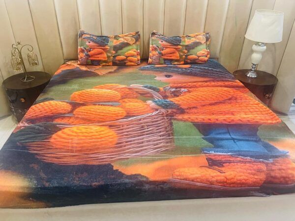 FairyTales Warm Fitted Velvet Bedsheet – Super King Size 7D Digital Printed Bedsheet with 2 Pillow Covers