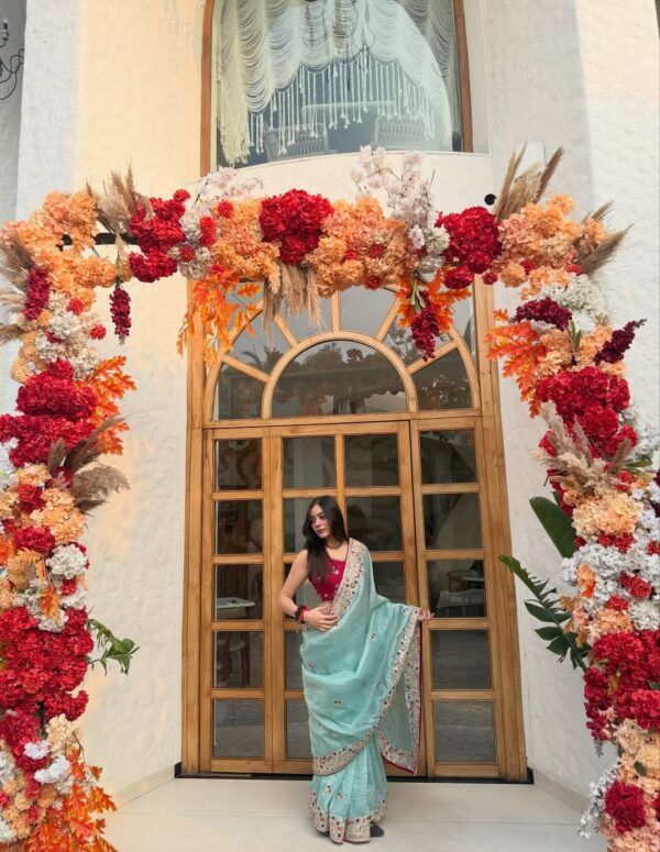 Amaira Gold Crush Saree with C-Pallu Coding Sequence & Embroidered Blouse | Shyam Creation 672